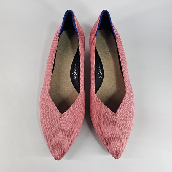 Rothy's The Block Heel Womens 8 Coral Knit Pointed Toe Heel Shoes Office Light - Picture 5 of 8